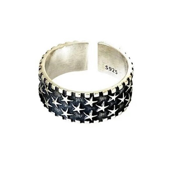 925 Sterling Stamped Adjustable Star Boho Ring #1308 - Picture 1 of 11